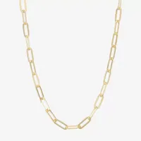 Made Italy Womens 18 Inch Gold Over Silver Link Necklace Paperclip