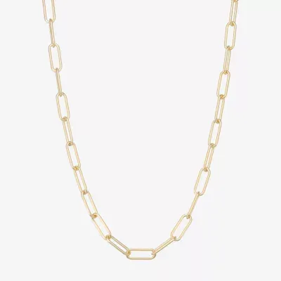 Made Italy Womens 18 Inch Gold Over Silver Link Necklace Paperclip