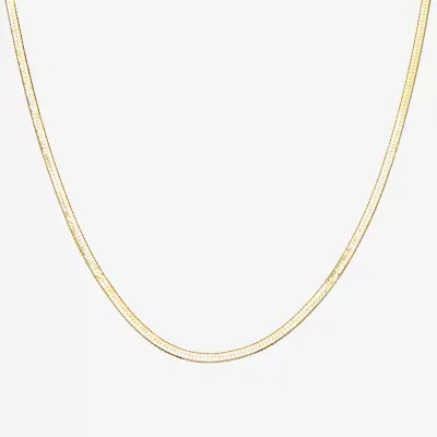 Made Italy 14K Gold Over Silver 18 Inch Solid Herringbone Chain Necklace