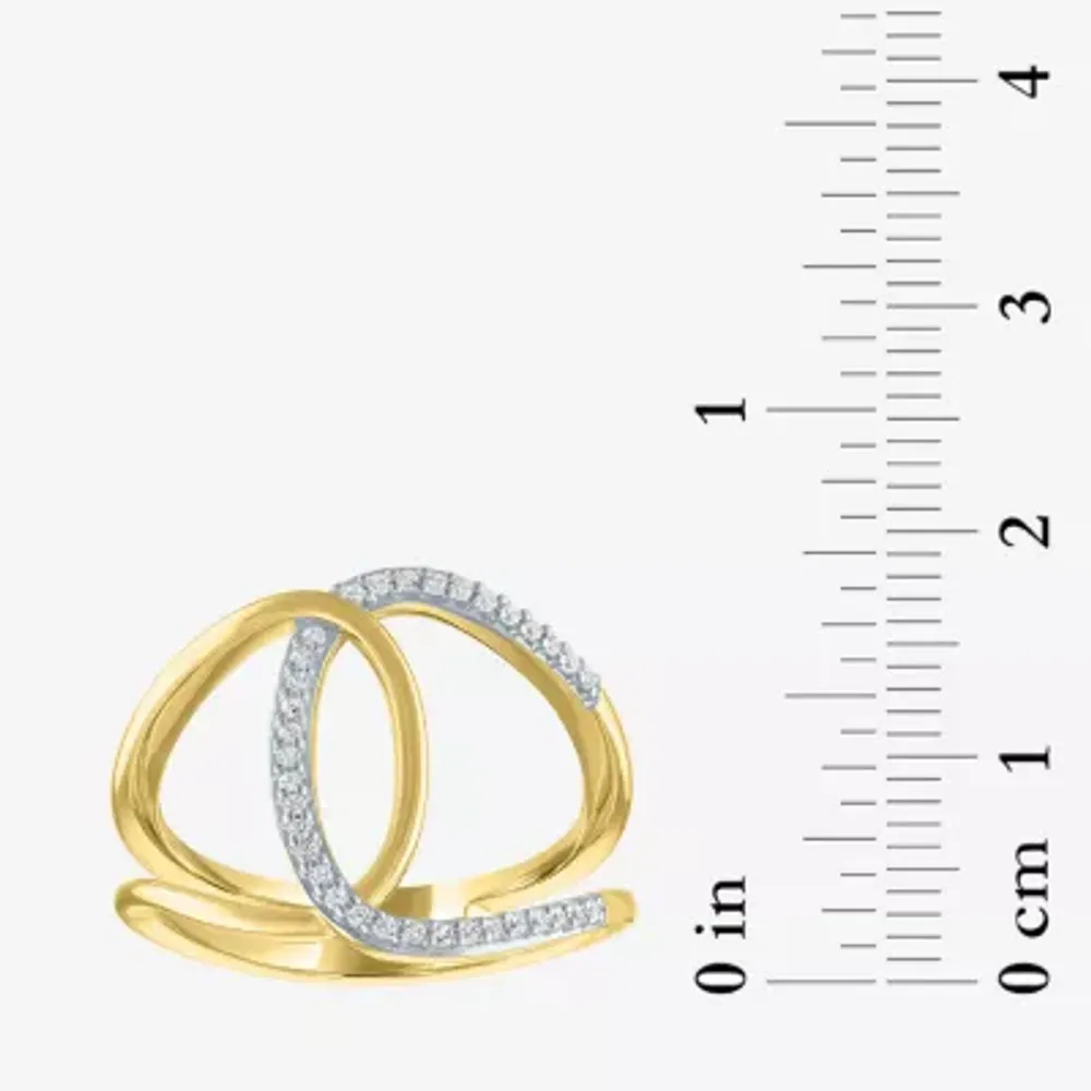 Diamond Addiction Double C Link Womens 1/10 CT. T.W. Genuine White Cocktail Ring