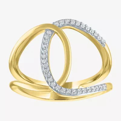 Diamond Addiction Double C Link Womens 1/10 CT. T.W. Genuine White Cocktail Ring