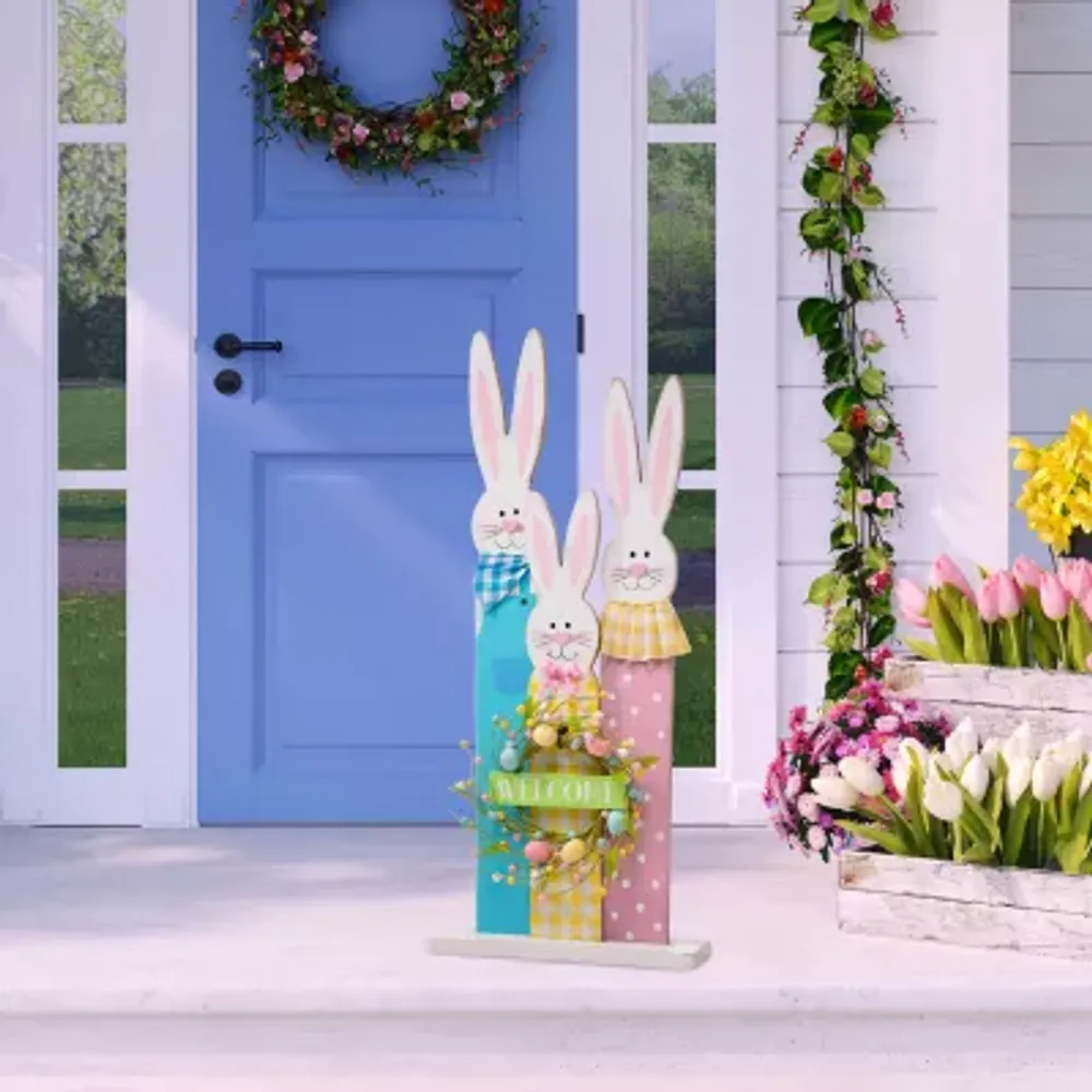 Glitzhome 30" Easter Bunny Family Standing Decor