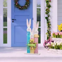 Glitzhome 30" Easter Bunny Family Standing Decor