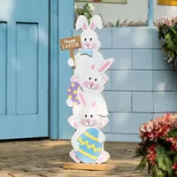 Glitzhome 30.75" Easter Bunny Porch Decor