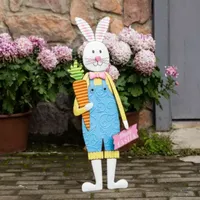 Glitzhome "36""H Metal Bunny Boy Yard Stake" Easter Yard Art