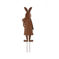 Glitzhome 36"H Metal Bunny Girl Yard Stake Easter Holiday Yard Art