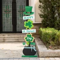 Glitzhome 42" St. Patrick's Shamrocks Porch Decor