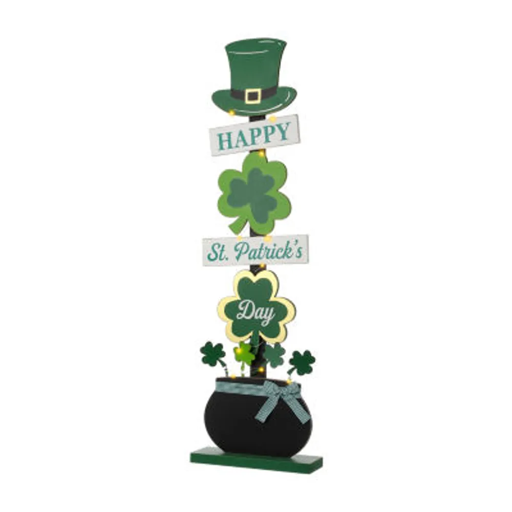 Glitzhome 42" St. Patrick's Shamrocks Porch Decor