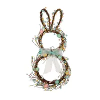 Glitzhome Nordic Frost 24.5" Easter Bunny Shaped Wreath