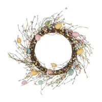 Glitzhome 22" Easter Eggs Wreath