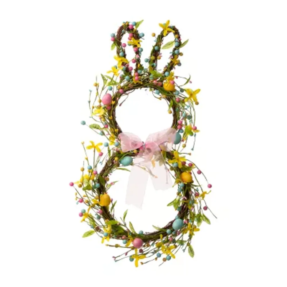 Glitzhome 24.5" Easter Bunny Shaped Wreath