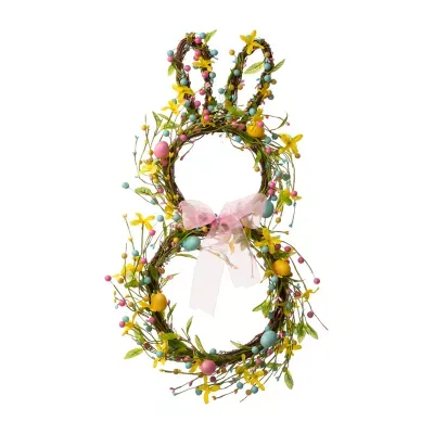 Glitzhome 24.5" Easter Bunny Shaped Wreath