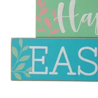 Glitzhome 9.5l Wooden Block Easter Tabletop Decor