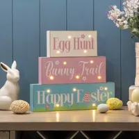 Glitzhome 12" Easter LED Lighted Wooden Word Sign Tabletop Decor