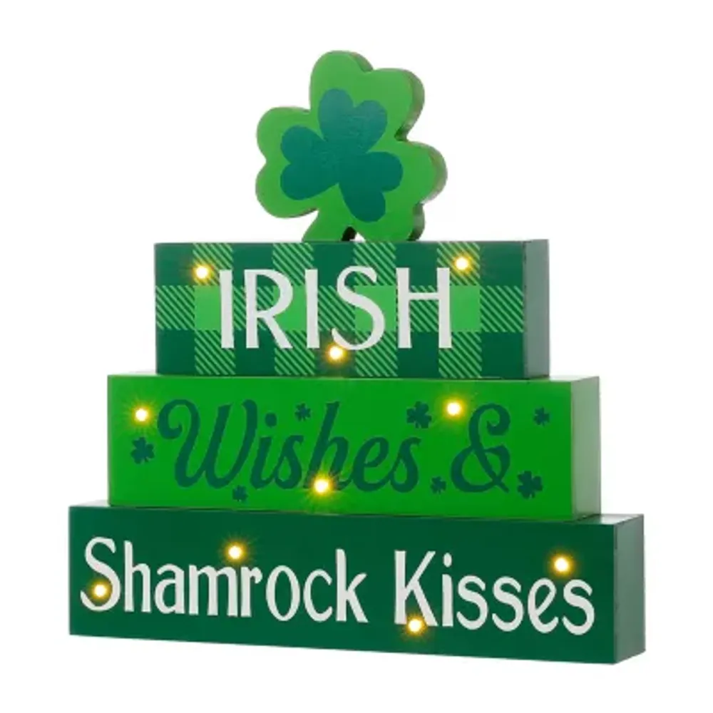 Glitzhome 11.5" St. Patrick's Lighted Tabletop Decor