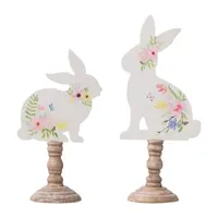 Glitzhome Wooden Bunny 2-pc. Easter Tabletop Decor