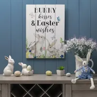 Glitzhome 18" Easter Wooden Bunny Wall Sign