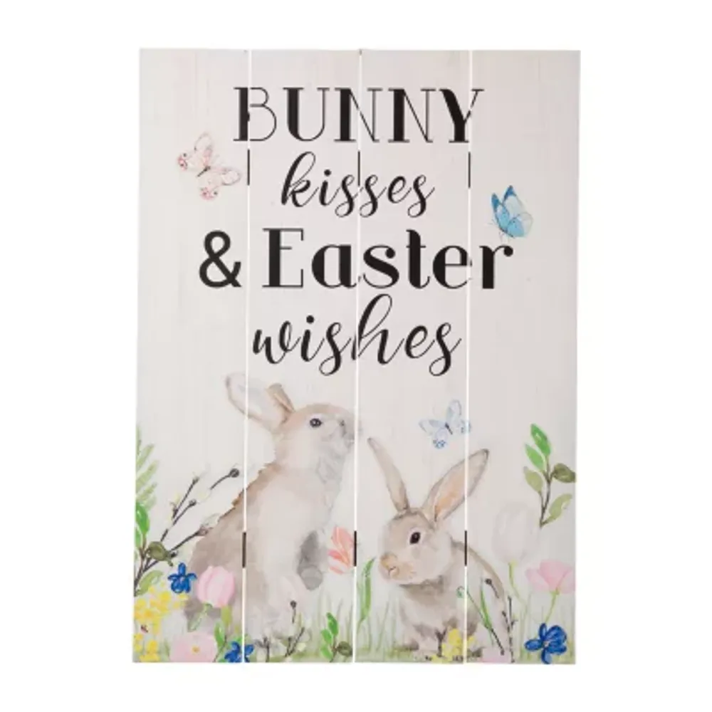 Glitzhome 18" Easter Wooden Bunny Wall Sign