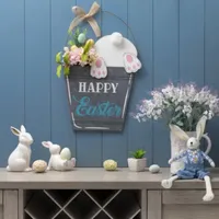 Glitzhome 18" Easter Wooden Bunny Eggs Wall Sign