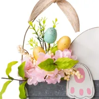 Glitzhome 18" Easter Wooden Bunny Eggs Wall Sign