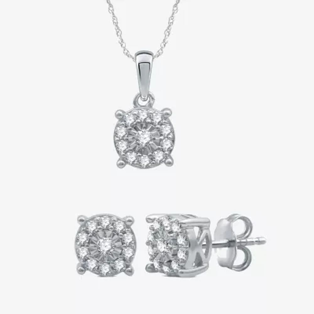 1/2 CT. T.W. Natural White Diamond Sterling Silver 2-pc. Jewelry Set