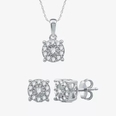 1/2 CT. T.W. Natural White Diamond Sterling Silver 2-pc. Jewelry Set