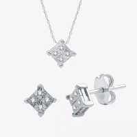 1/ CT. T.W. Natural White Diamond Sterling Silver 2-pc. Jewelry Set