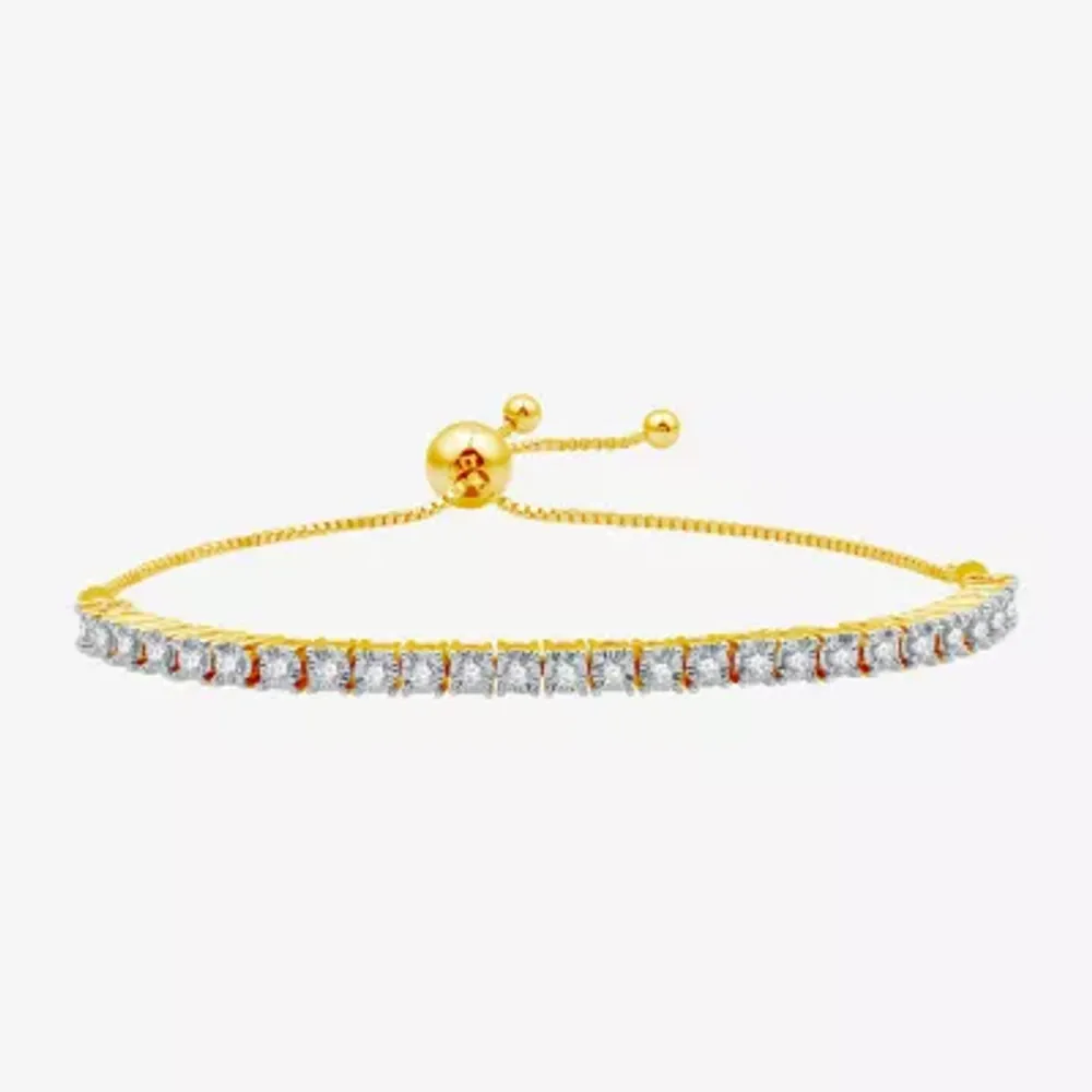 1/2 CT. T.W. Natural White Diamond Sterling Silver or 14K Gold Over Bolo Bracelet