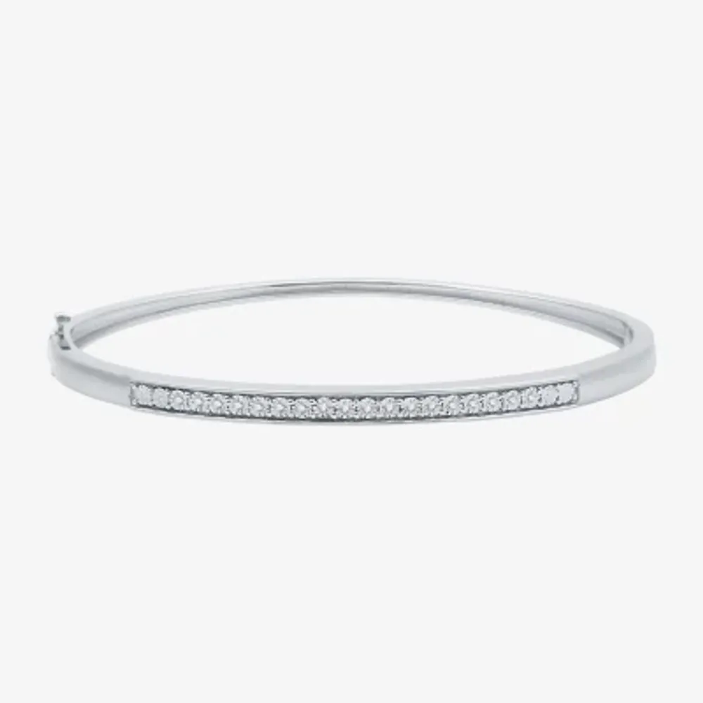 1/10 CT. T.W. Natural White Diamond Sterling Silver Bangle Bracelet