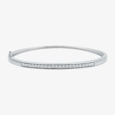 1/10 CT. T.W. Natural White Diamond Sterling Silver Bangle Bracelet
