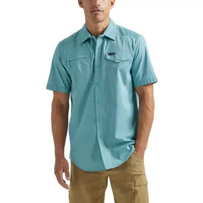 Wrangler® Mens Regular Fit Short Sleeve Button-Down Shirt