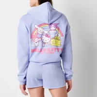 Juniors Hello Kitty And Friends Womens Long Sleeve Hello Kitty Cropped  Zipper Hoodie