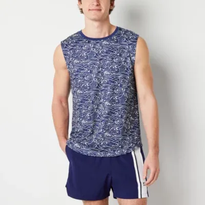 Sports Illustrated Mens Crew Neck Sleeveless Moisture Wicking Muscle T-Shirt