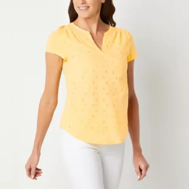 2 Womens SJB St Johns Bay ActiveWear Tops Shirts Orange Yellow Size L Large