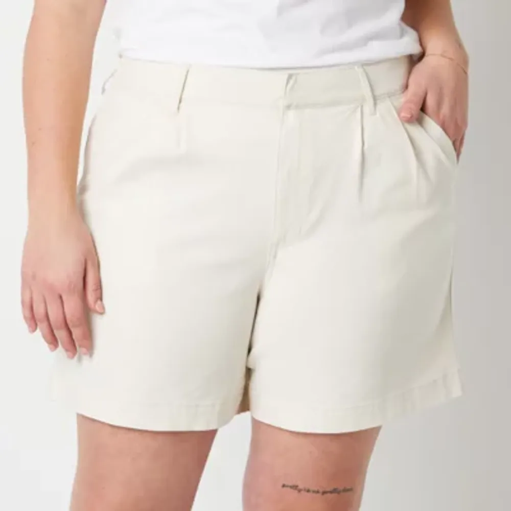 a.n.a Womens Mid Rise Chino Short-Plus