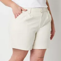 a.n.a Womens Mid Rise Chino Short-Plus