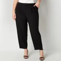 Worthington-Plus Womens Mid Rise Straight Fit Ankle Pant