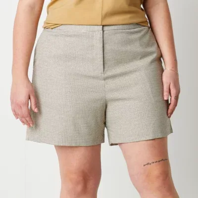 Worthington Womens Mid Rise Pull-On Short Plus