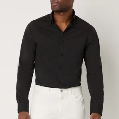 Van Heusen Stainshield Mens Slim Fit Long Sleeve Button-Down Shirt