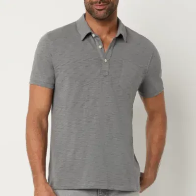 mutual weave Mens Regular Fit Short Sleeve Slub Pocket Polo Shirt