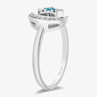 Enchanted Disney Fine Jewelry Womens Diamond Accent Genuine Blue Topaz Sterling Silver Aladdin Princess Jasmine Cocktail Ring