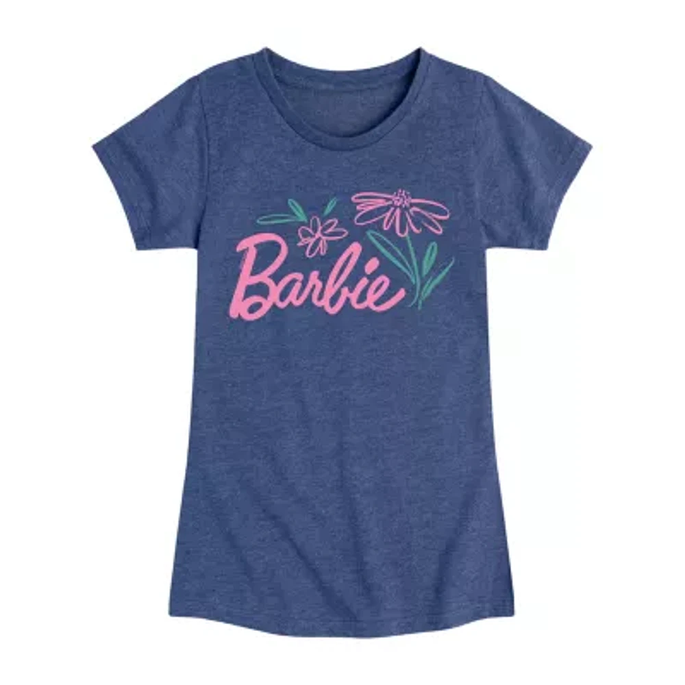 Big Girls Round Neck Short Sleeve Barbie Graphic T-Shirt