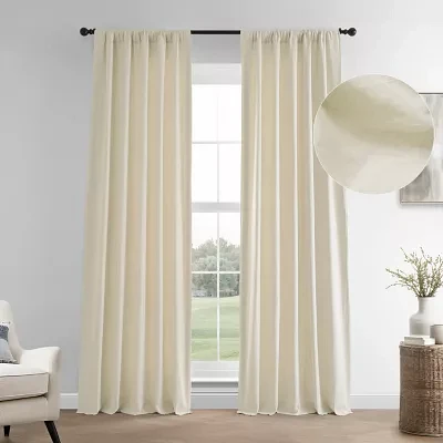 Exclusive Fabrics & Furnishing 100% French Linen Energy Saving Light-Filtering Rod Pocket Back Tab Single Curtain Panel