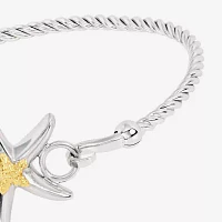 Silver Reflections Starfish Pure Silver Over Brass 9 Inch Solid Bangle Bracelet
