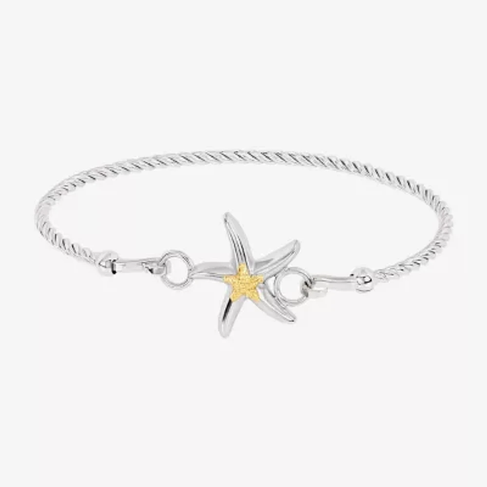 Silver Reflections Starfish Pure Silver Over Brass 9 Inch Solid Bangle Bracelet
