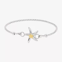 Silver Reflections Starfish Pure Silver Over Brass 9 Inch Solid Bangle Bracelet