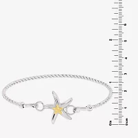 Silver Reflections Starfish Pure Silver Over Brass 9 Inch Solid Bangle Bracelet