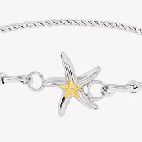 Silver Reflections Starfish Pure Silver Over Brass 9 Inch Solid Bangle Bracelet