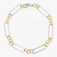 Silver Reflections 18K Gold Over Brass Pure Silver Over Brass 7 Inch Paperclip Chain Bracelet