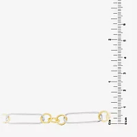 Silver Reflections 18K Gold Over Brass Pure Silver Over Brass 7 Inch Paperclip Chain Bracelet